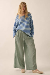 Stroll Goals Striped Wide-Leg Drawstring Pants - ShopPromesa