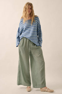 Stroll Goals Striped Wide-Leg Drawstring Pants - ShopPromesa