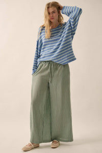 Stroll Goals Striped Wide-Leg Drawstring Pants - ShopPromesa