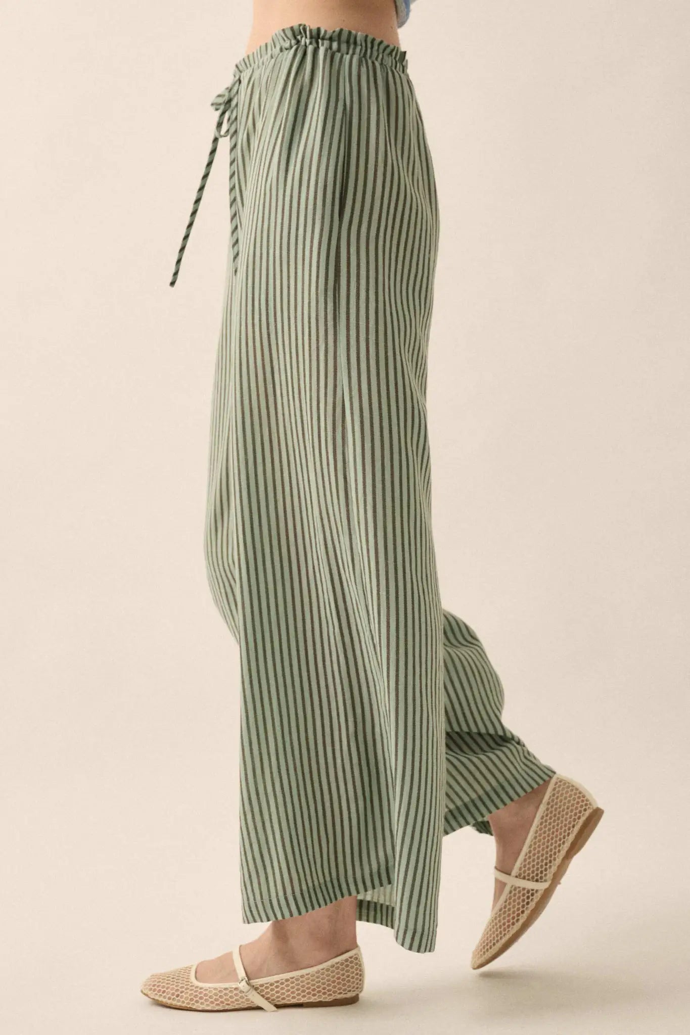 Stroll Goals Striped Wide-Leg Drawstring Pants - ShopPromesa