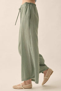 Stroll Goals Striped Wide-Leg Drawstring Pants - ShopPromesa