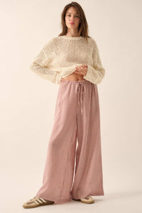 Stroll Goals Striped Wide-Leg Drawstring Pants - ShopPromesa