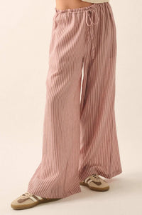 Stroll Goals Striped Wide-Leg Drawstring Pants - ShopPromesa