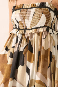 Neutral Blooms Floral Smocked Babydoll Romper - ShopPromesa