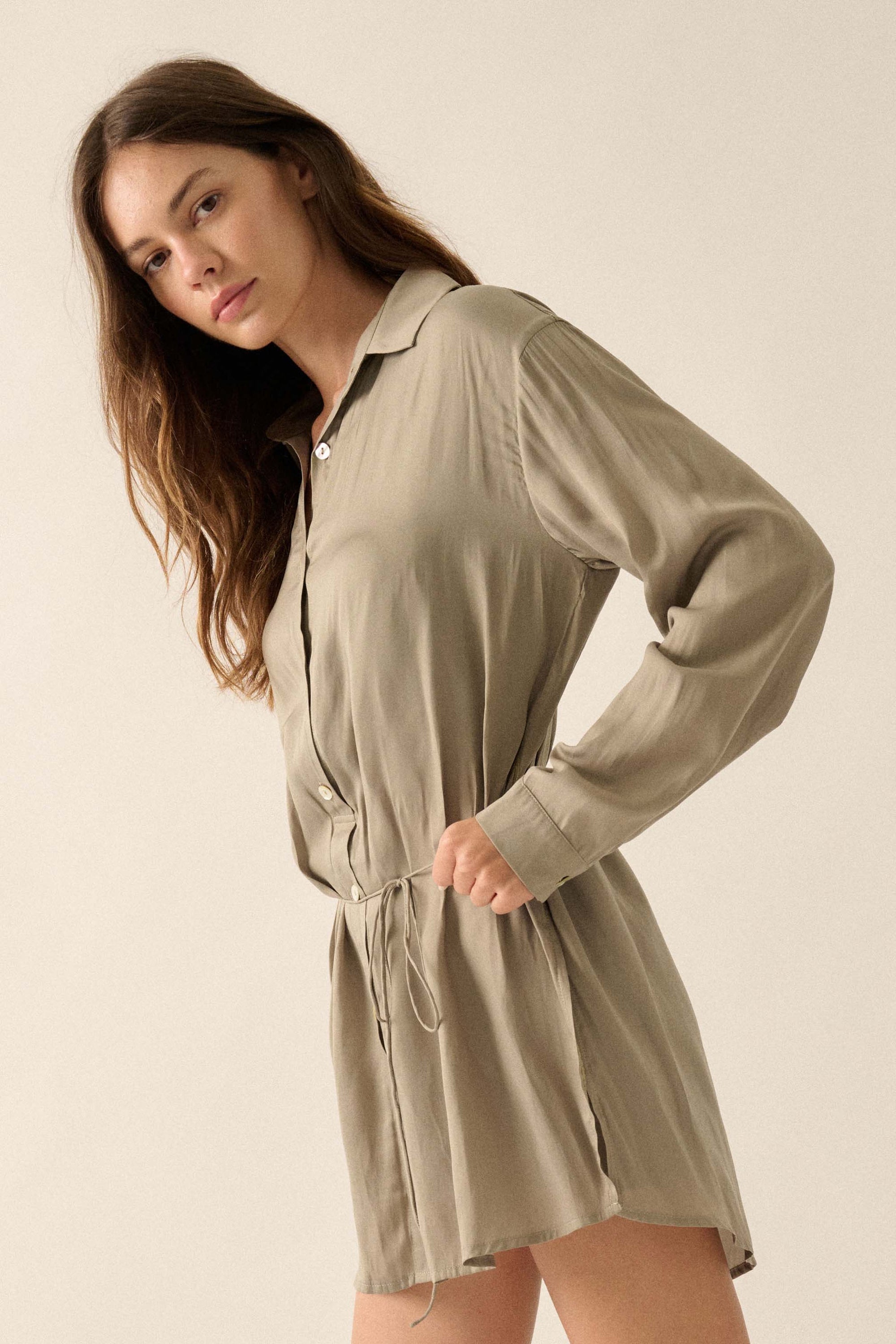 Nine to Five Matte Satin Button-Up Shirt Romper