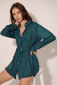 Nine to Five Matte Satin Button-Up Shirt Romper - ShopPromesa