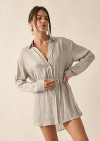 Nine to Five Matte Satin Button-Up Shirt Romper - ShopPromesa