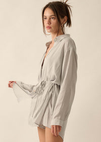 Nine to Five Matte Satin Button-Up Shirt Romper - ShopPromesa