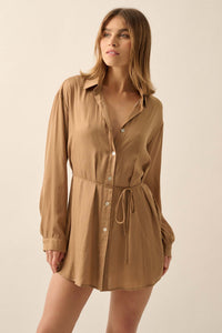 Nine to Five Matte Satin Button-Up Shirt Romper - ShopPromesa