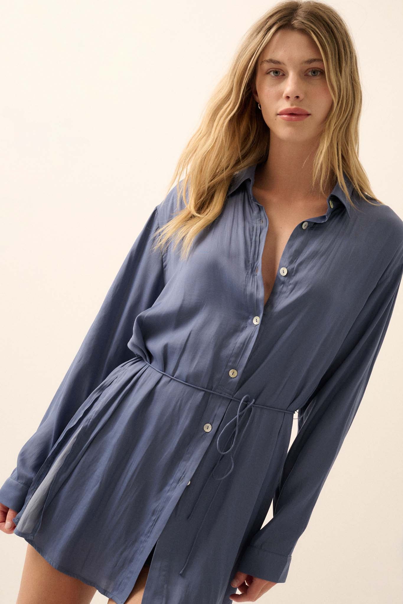 Nine to Five Matte Satin Button-Up Shirt Romper