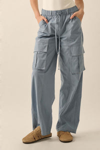 Keep It Real Wide-Leg Drawstring Cargo Pants - ShopPromesa