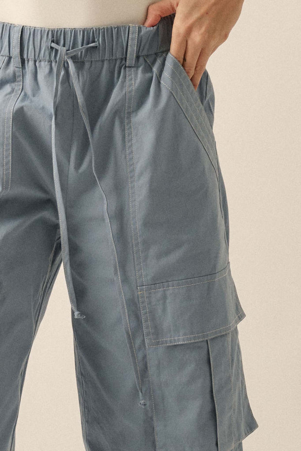 Keep It Real Wide-Leg Drawstring Cargo Pants - ShopPromesa