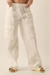 Keep It Real Wide-Leg Drawstring Cargo Pants - ShopPromesa