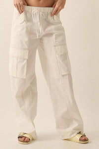 Keep It Real Wide-Leg Drawstring Cargo Pants - ShopPromesa