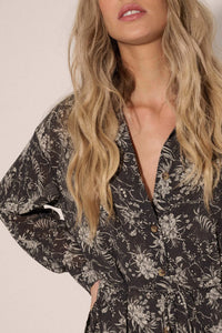 Spirit Garden Floral Chiffon Buttoned Shirt Romper - ShopPromesa