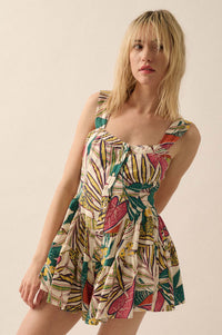 Island Oasis Tropical Floral Fit-and-Flare Romper - ShopPromesa