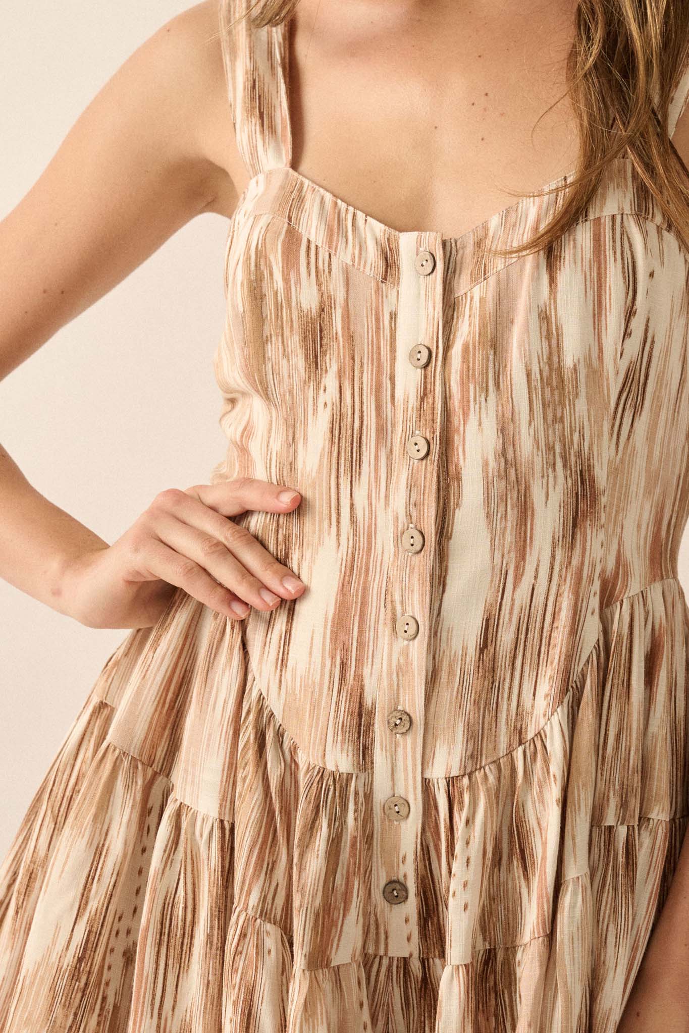 Shifting Sands Abstract-Print Tiered Ruffle Romper - ShopPromesa