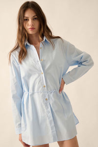 Clock Watcher Cotton Button-Up Belted Shirt Romper - ShopPromesa