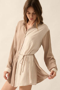 Double Shift Two-Tone Matte Satin Shirt Romper - ShopPromesa