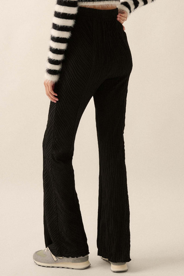 Just Flow With It Wavy Ribbed-Knit Flare Pants - ShopPromesa