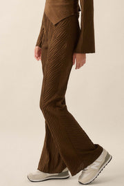 Just Flow With It Wavy Ribbed-Knit Flare Pants - ShopPromesa