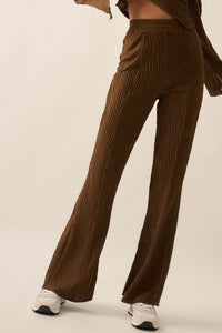 Just Flow With It Wavy Ribbed-Knit Flare Pants - ShopPromesa