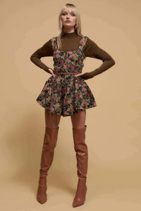 Tapis Fleurs Floral Tapestry Ruffle Romper Dress - ShopPromesa