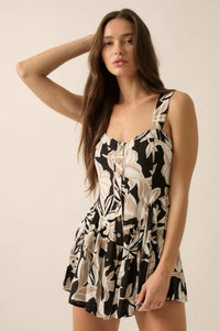 Island Hopping Tropical Button-Front Ruffle Romper - ShopPromesa