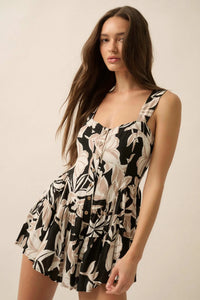 Island Hopping Tropical Button-Front Ruffle Romper - ShopPromesa