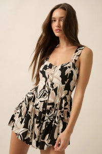 Island Hopping Tropical Button-Front Ruffle Romper - ShopPromesa