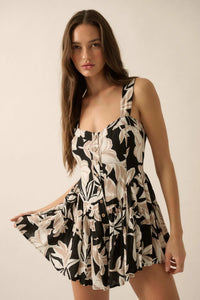 Island Hopping Tropical Button-Front Ruffle Romper - ShopPromesa