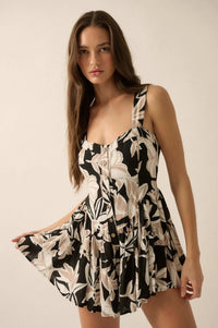 Island Hopping Tropical Button-Front Ruffle Romper - ShopPromesa