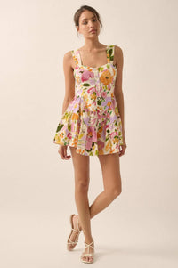 Dawn Blossoms Floral Ruffled Romper Dress - ShopPromesa