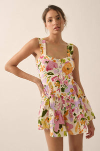 Dawn Blossoms Floral Ruffled Romper Dress - ShopPromesa