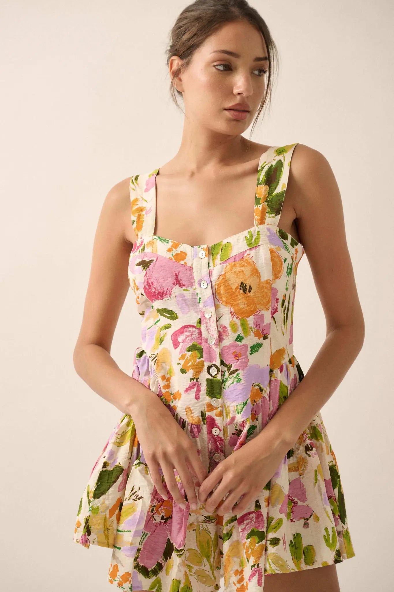 Dawn Blossoms Floral Ruffled Romper Dress - ShopPromesa