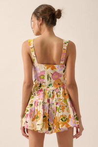 Dawn Blossoms Floral Ruffled Romper Dress - ShopPromesa