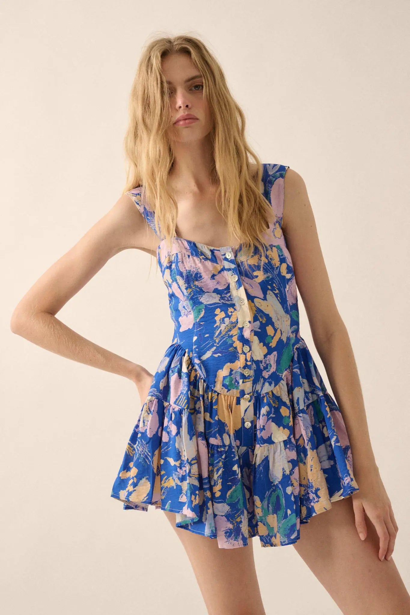 Dawn Blossoms Floral Ruffled Romper Dress - ShopPromesa
