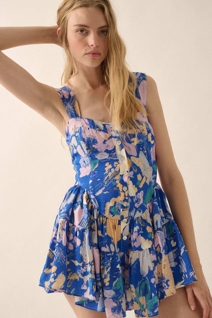 Dawn Blossoms Floral Ruffled Romper Dress - ShopPromesa