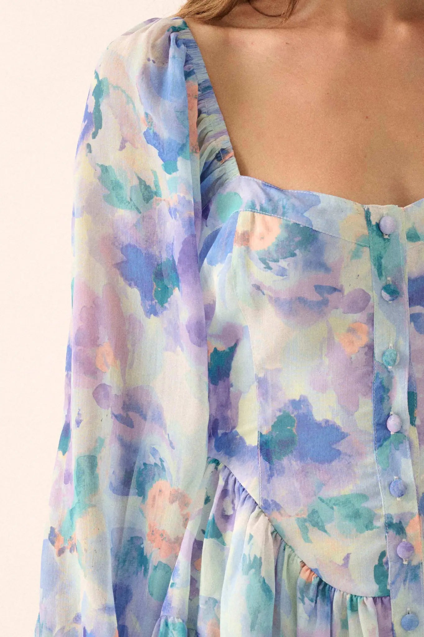 Bright Bouquet Floral Chiffon Romper Dress