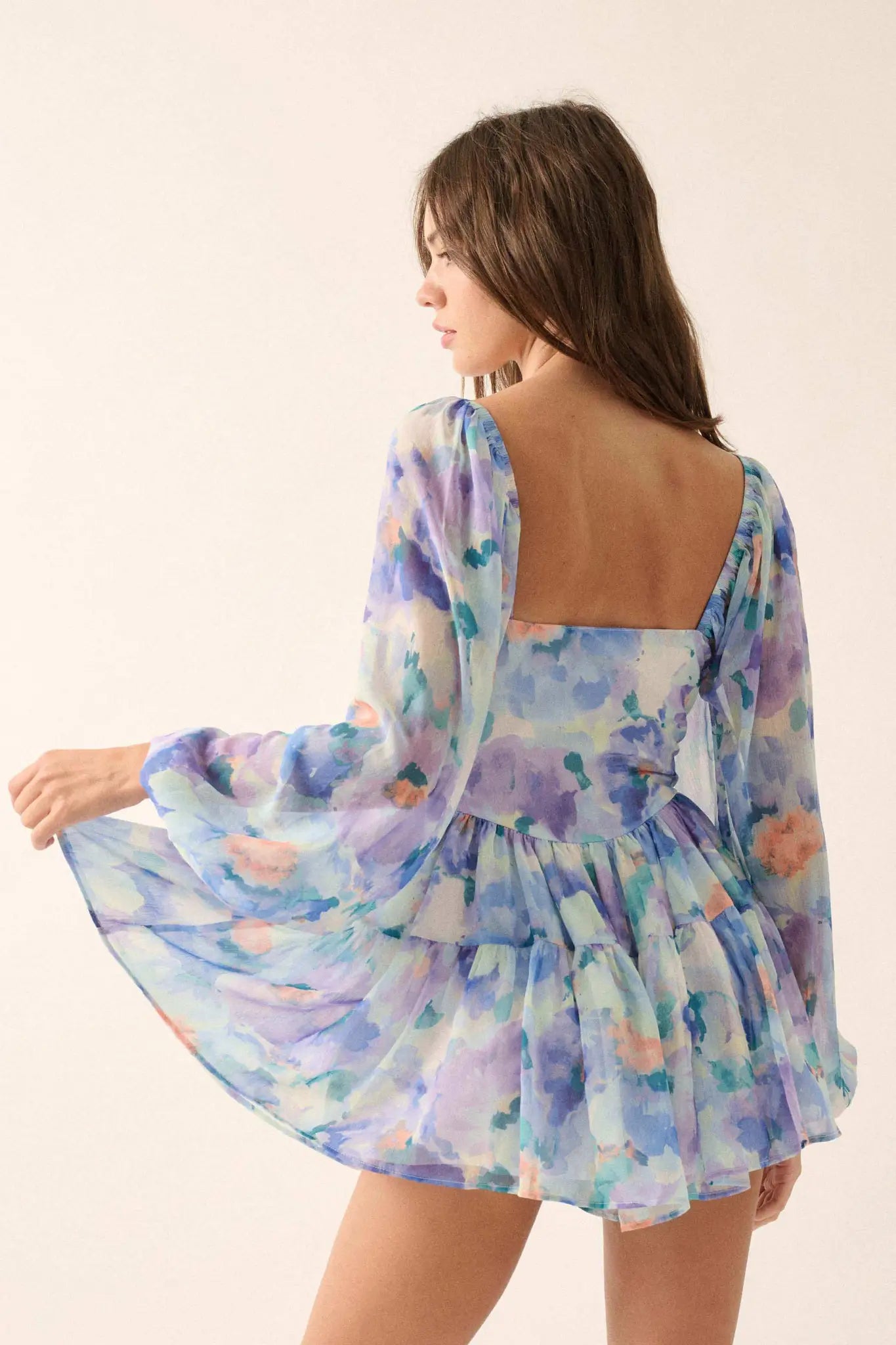 Bright Bouquet Floral Chiffon Romper Dress