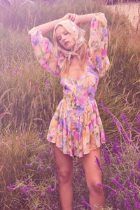 Bright Bouquet Floral Chiffon Romper Dress - ShopPromesa