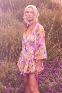Bright Bouquet Floral Chiffon Romper Dress - ShopPromesa