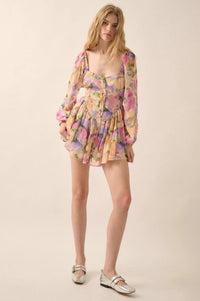 Bright Bouquet Floral Chiffon Romper Dress - ShopPromesa