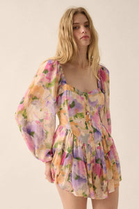 Bright Bouquet Floral Chiffon Romper Dress - ShopPromesa
