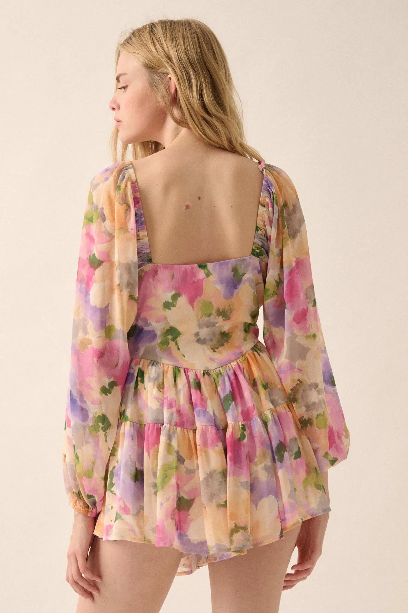 Bright Bouquet Floral Chiffon Romper Dress - ShopPromesa