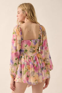 Bright Bouquet Floral Chiffon Romper Dress - ShopPromesa