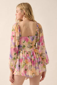 Bright Bouquet Floral Chiffon Romper Dress - ShopPromesa