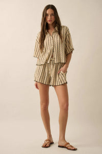 Ride the Wave Striped Knit Drawstring Shorts - ShopPromesa
