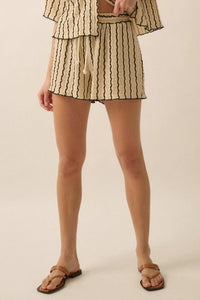 Ride the Wave Striped Knit Drawstring Shorts - ShopPromesa
