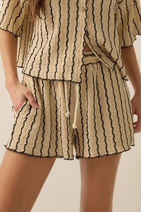Ride the Wave Striped Knit Drawstring Shorts - ShopPromesa